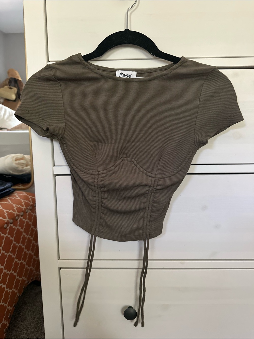 Princess Polly Olive Ribbed Corset Crop Top